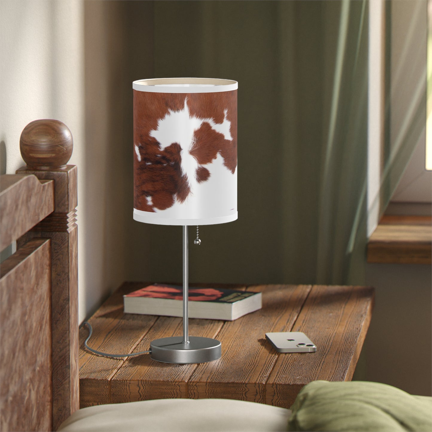 Lamp on a Stand- Brown Cowhide Print