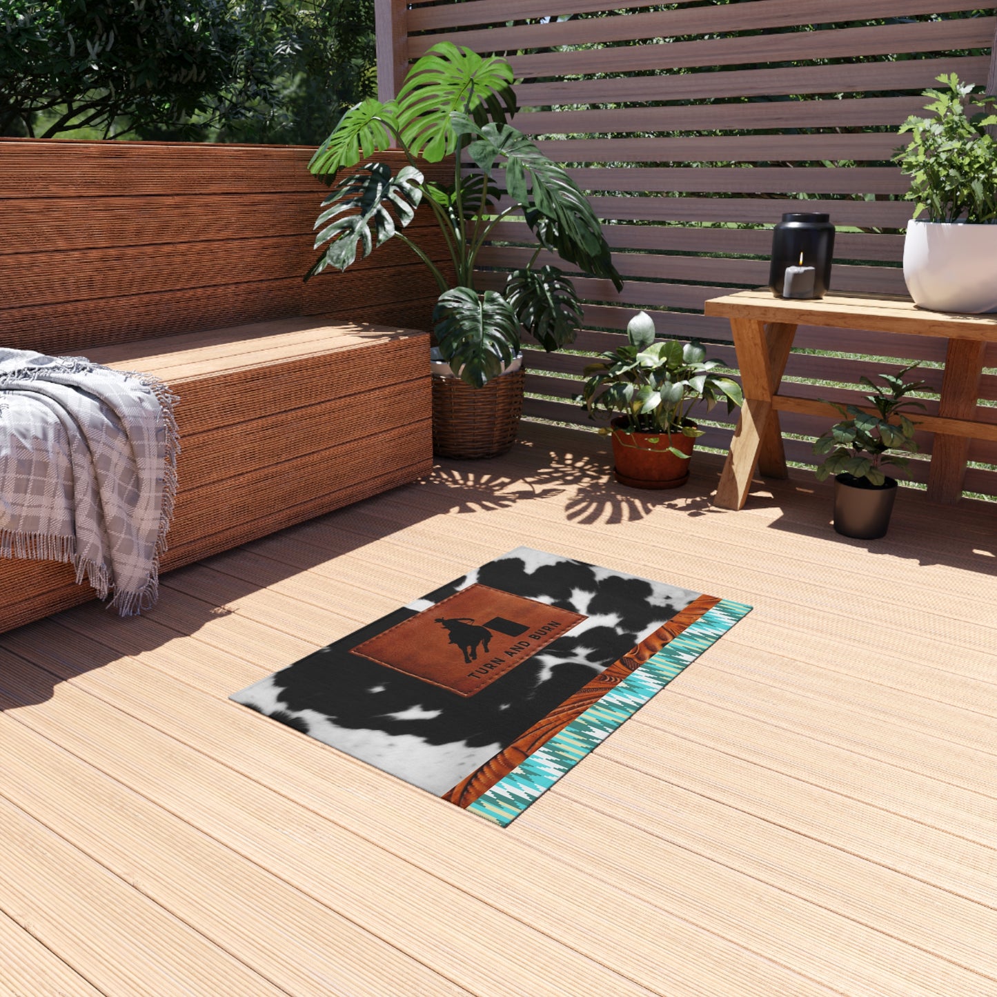 Outdoor Rug- Leather Patch Print
