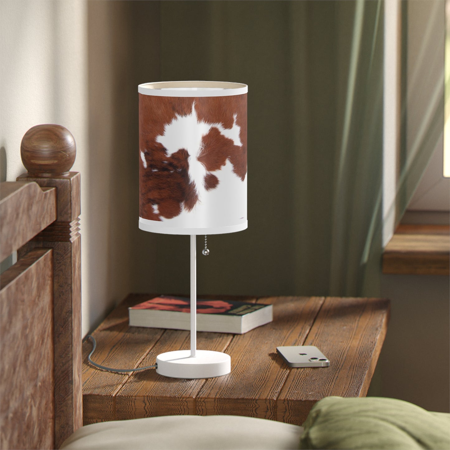 Lamp on a Stand- Brown Cowhide Print