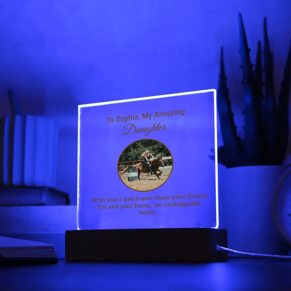 π Personalized Barrel Racer Daughter's Acrylic Square Plaque: Celebrate Her Journey π