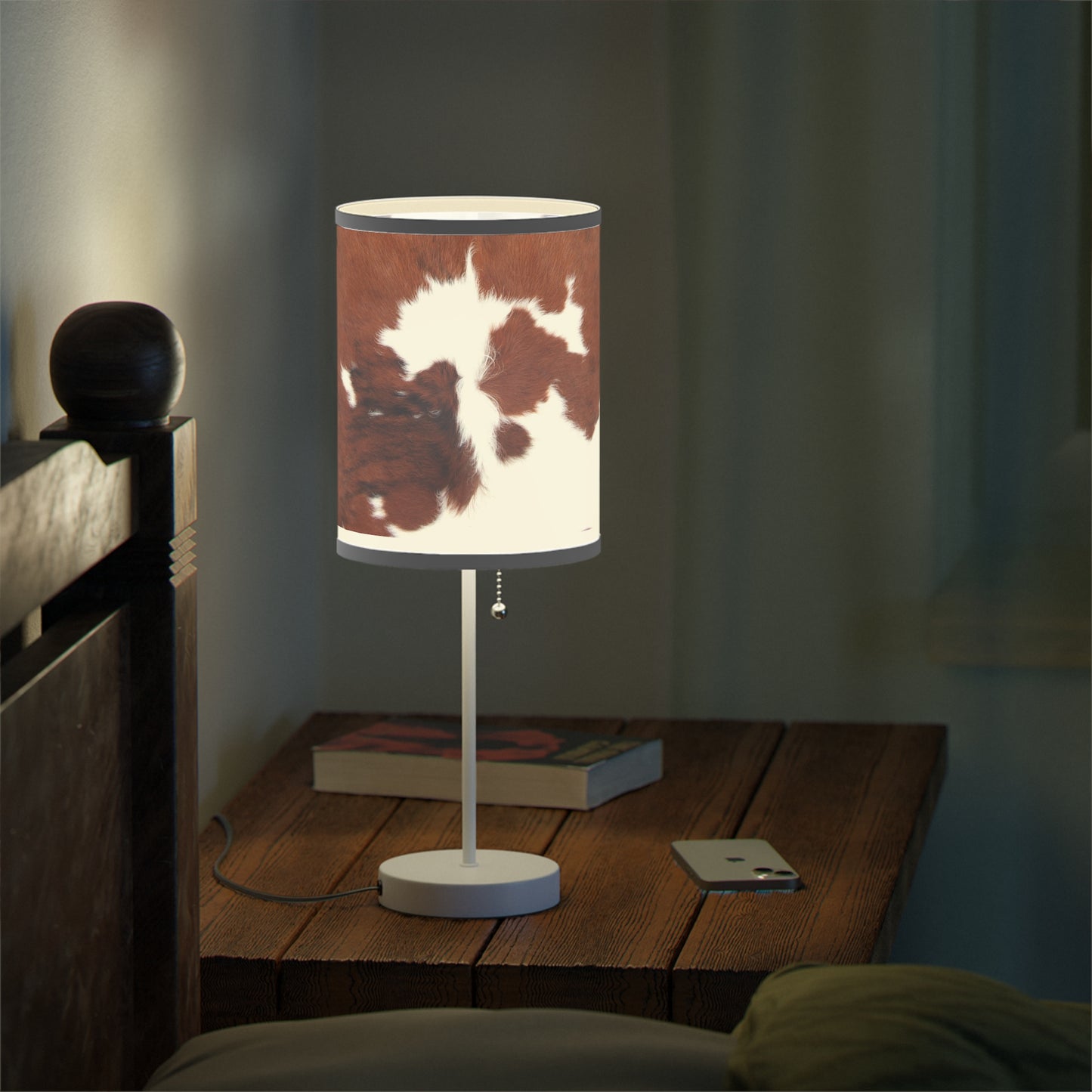 Lamp on a Stand- Brown Cowhide Print