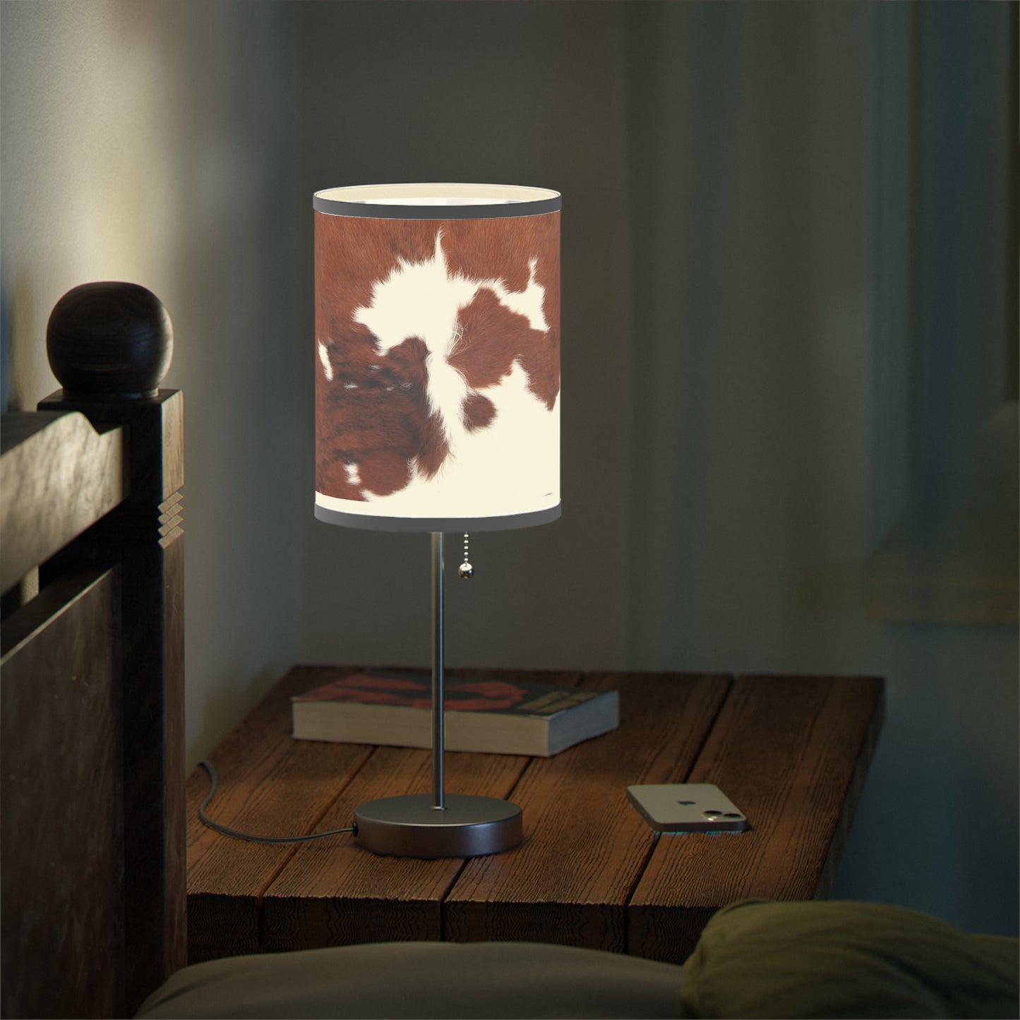 Lamp on a Stand- Brown Cowhide Print
