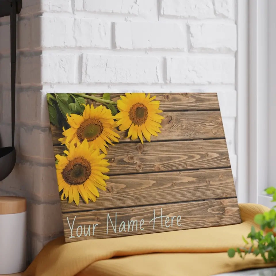 š» Personalized Sunflower Woodland Glass Cutting Board: A Rustic Culinary Canvas š»
