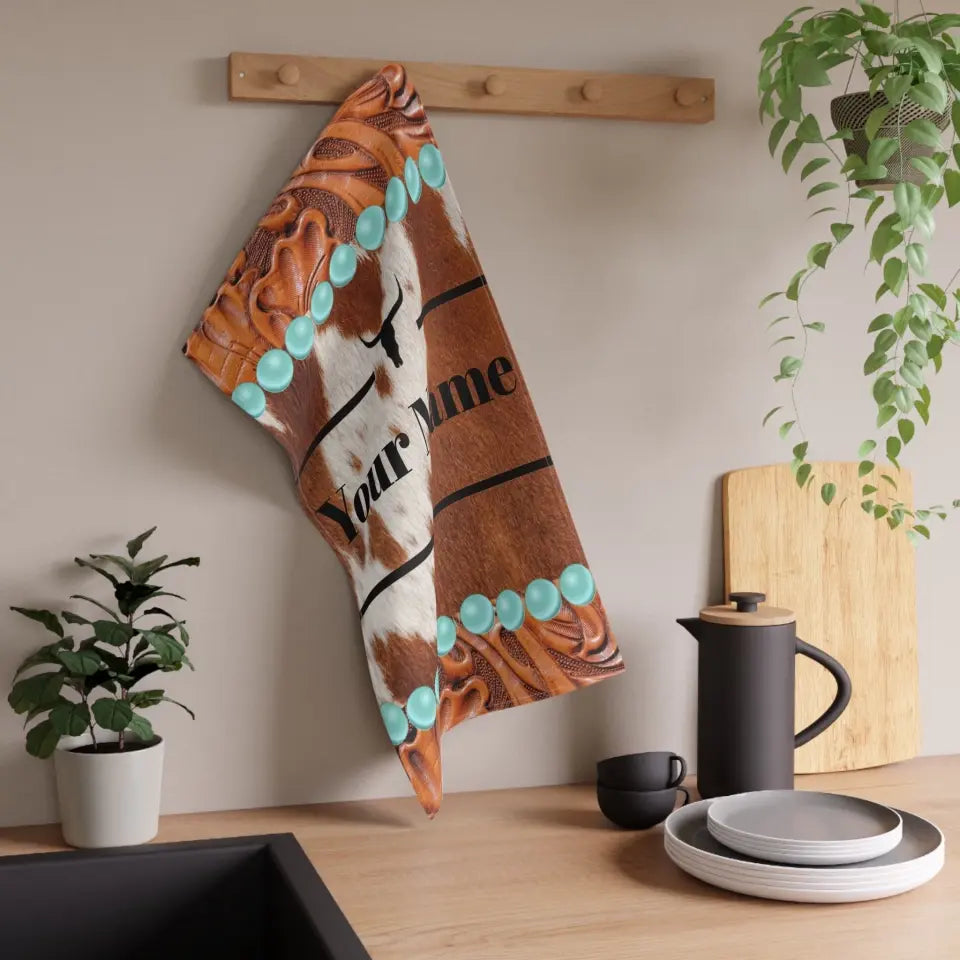 π Personalized Turquoise Bead Wrap Kitchen Towel: Infuse Your Culinary Space with Unique Elegance! π