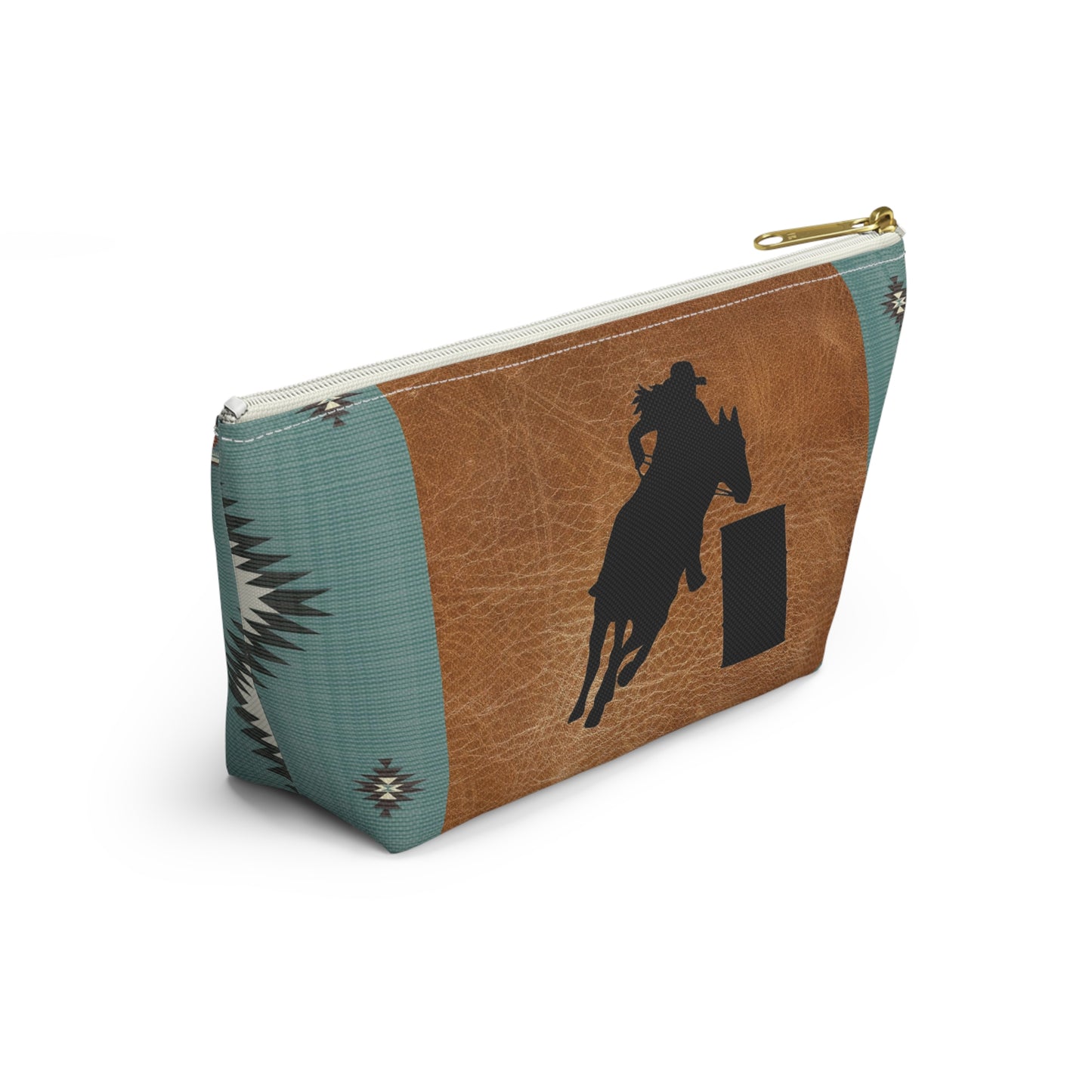 Personalized Accessory Pouch- Barrel Racer Leather Aztec/Print