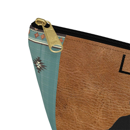 Personalized Accessory Pouch- Barrel Racer Leather Aztec/Print