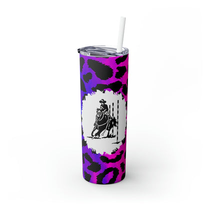 Skinny Tumbler with Straw, 20oz- Poles on Pink