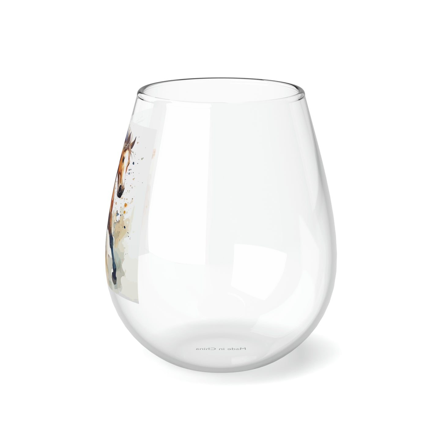 Stemless Wine Glass, 11.75oz- Running Horse