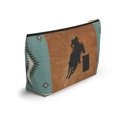 Personalized Accessory Pouch- Barrel Racer Leather Aztec/Print