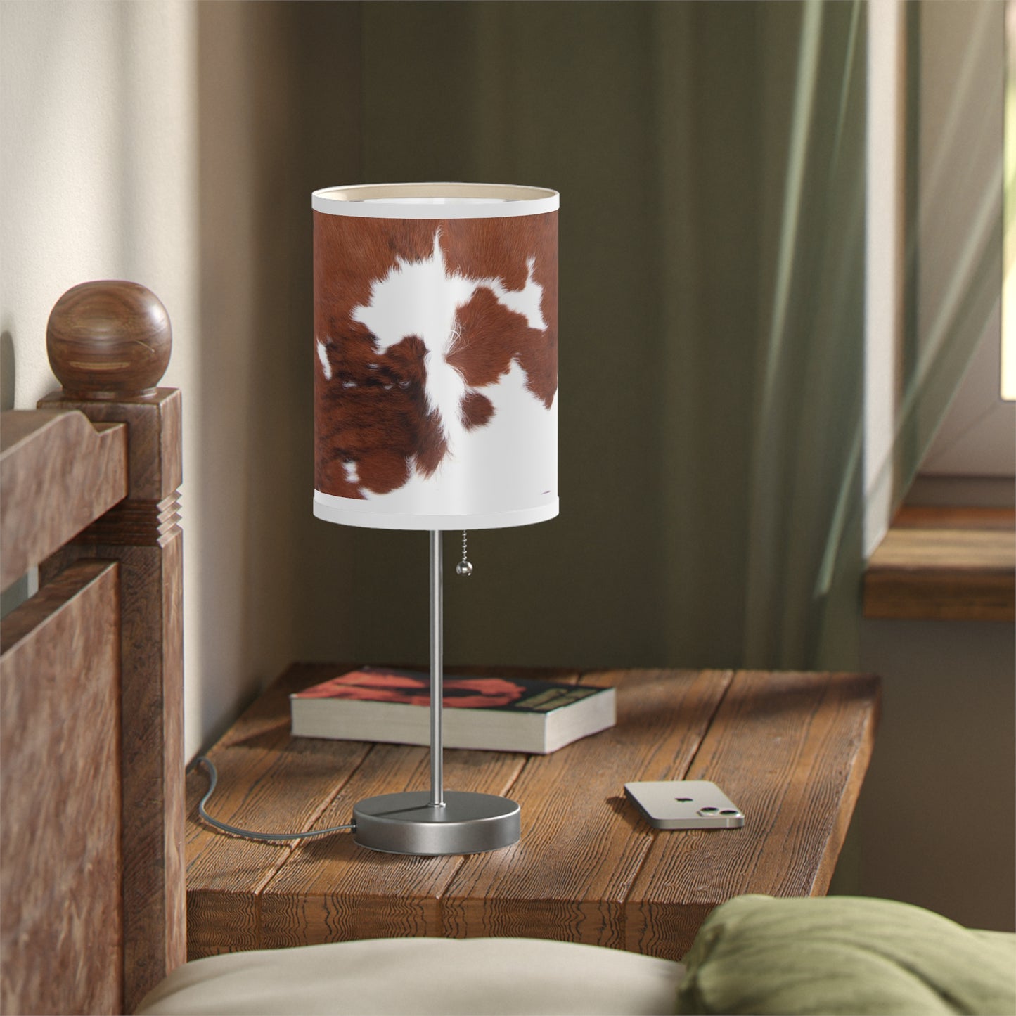 Lamp on a Stand-  Brown Cowhide Print