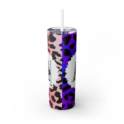 Skinny Tumbler with Straw, 20oz- Poles on Pink