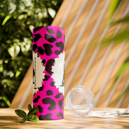 Skinny Tumbler with Straw, 20oz- Poles on Pink