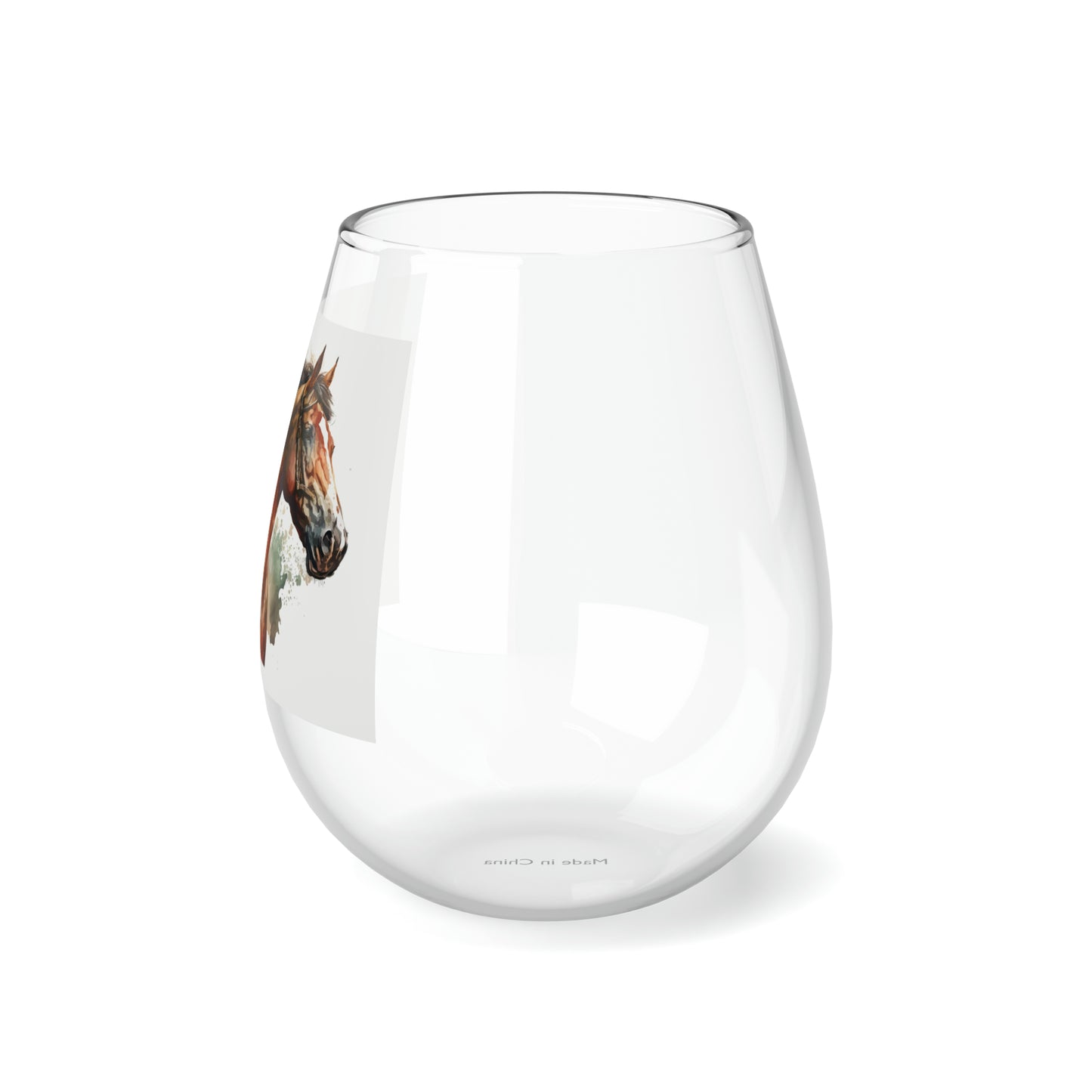 Stemless Wine Glass, 11.75oz- Horse