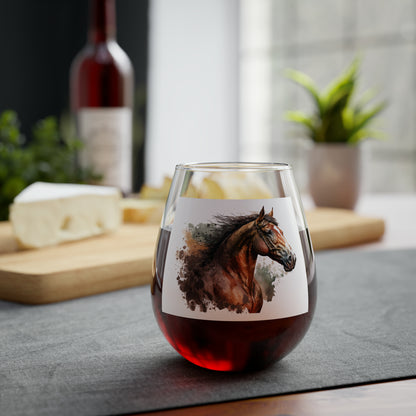 Stemless Wine Glass, 11.75oz- Horse