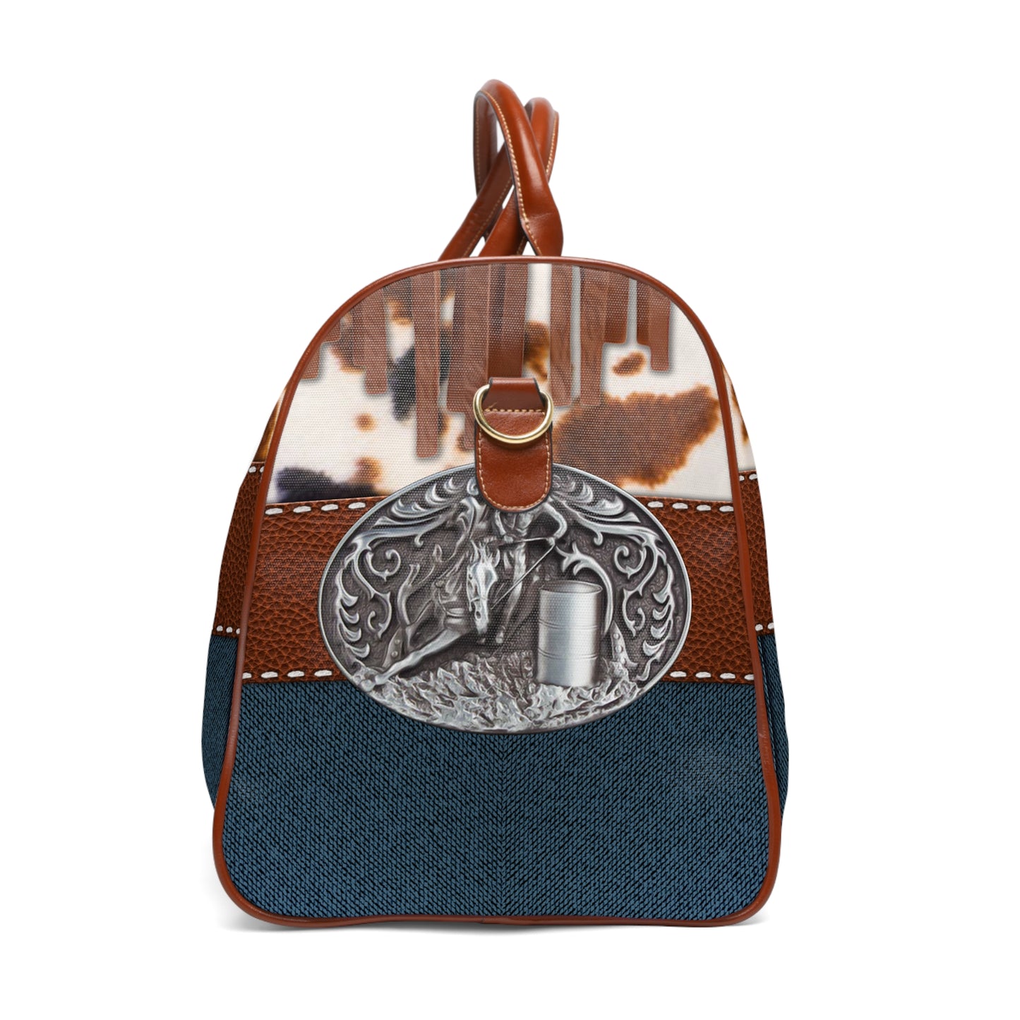 Waterproof Travel Bag- Denim Print Belt Buckle