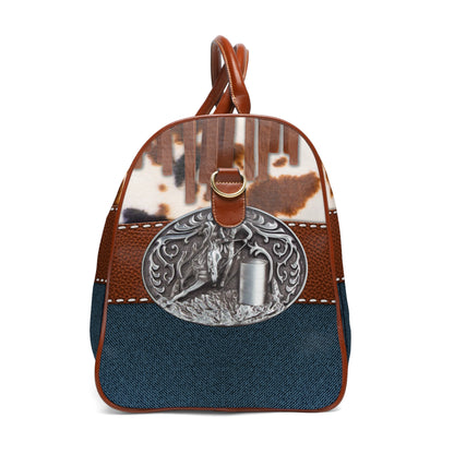 Waterproof Travel Bag- Denim Print Belt Buckle