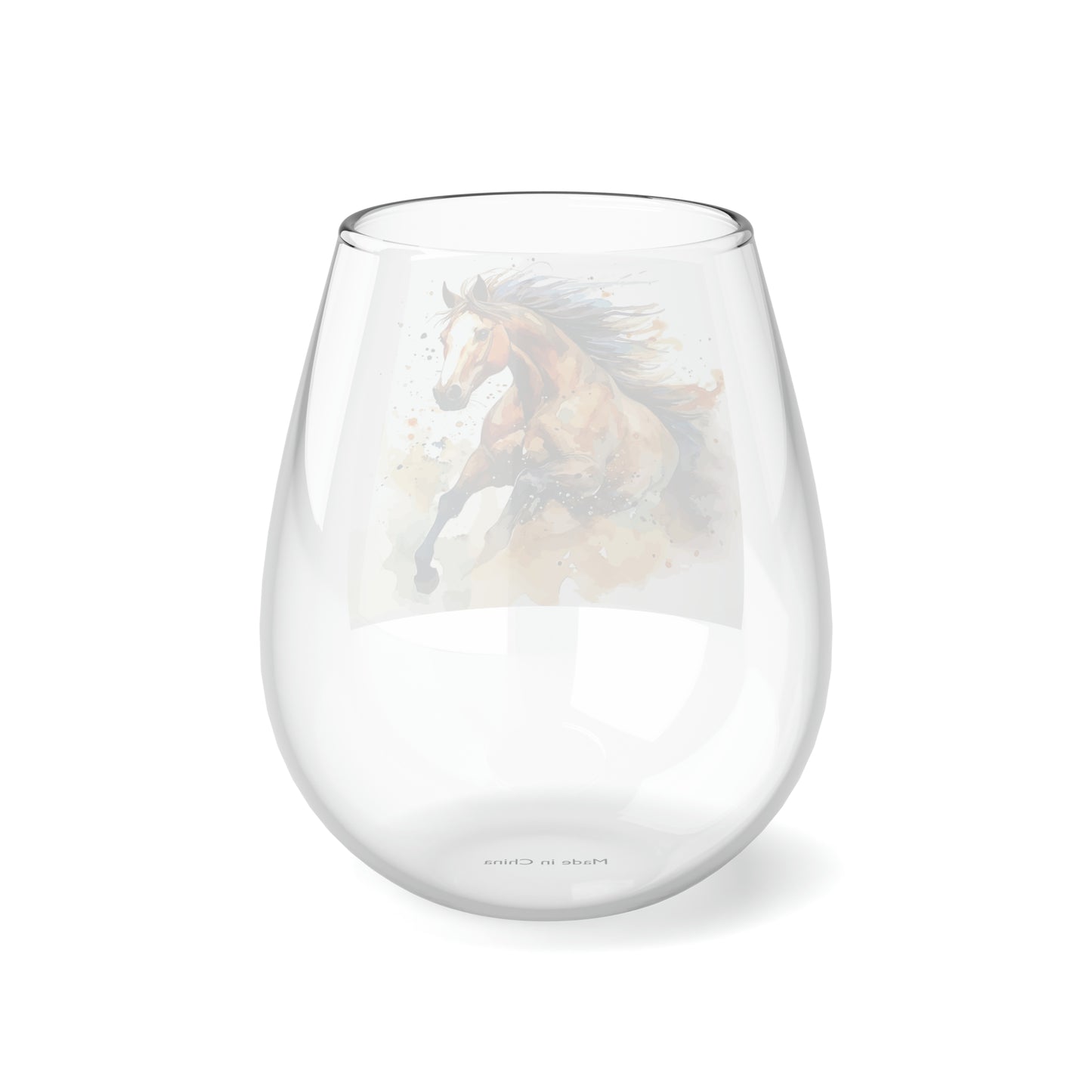 Stemless Wine Glass, 11.75oz- Running Horse