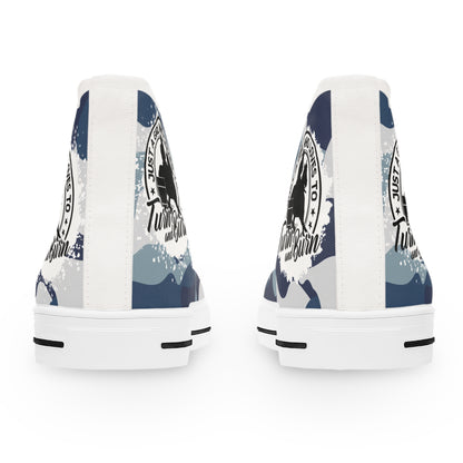 Turn n Burn Blue Camo Women's High Top Sneakers