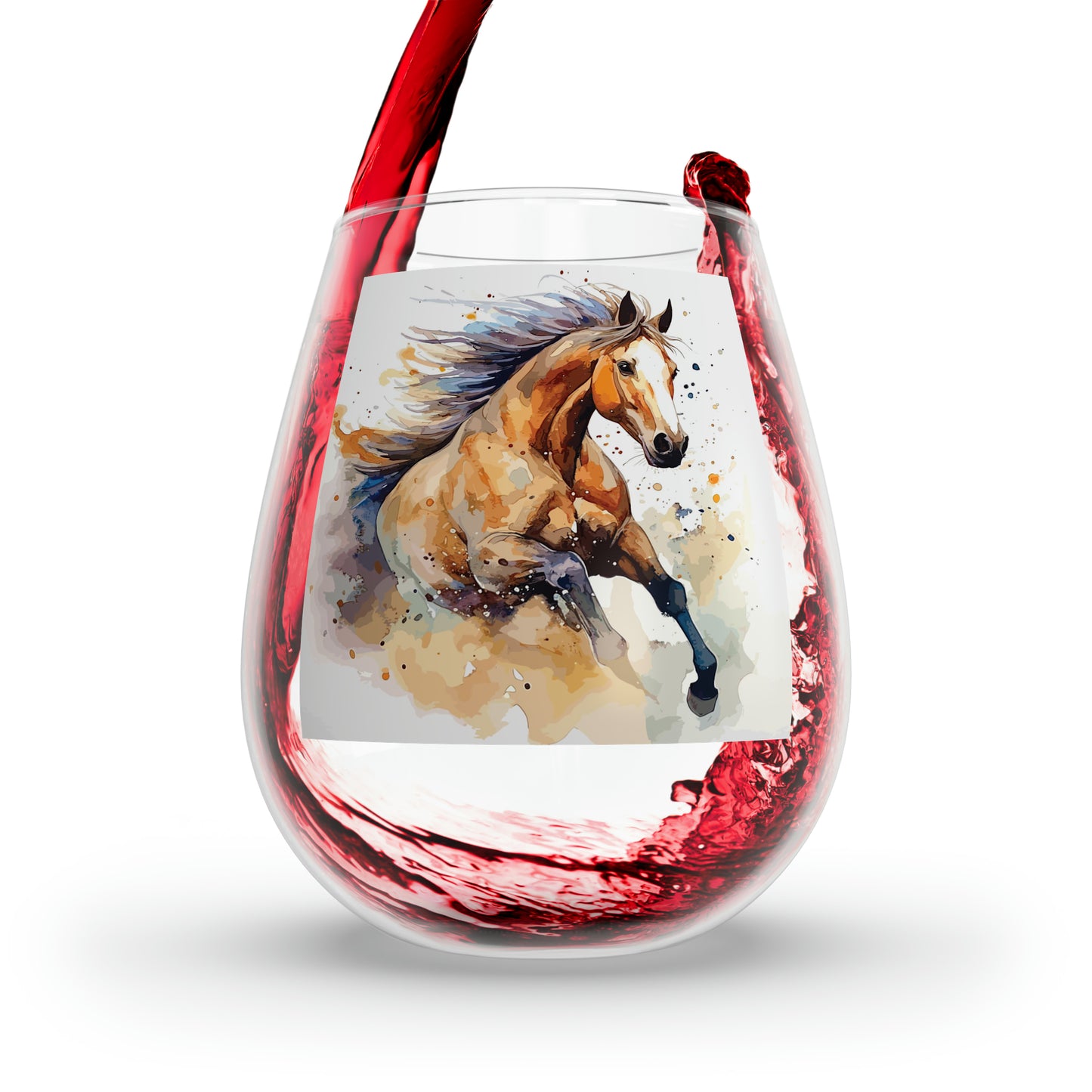 Stemless Wine Glass, 11.75oz- Running Horse