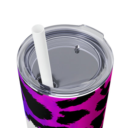 Skinny Tumbler with Straw, 20oz- Poles on Pink