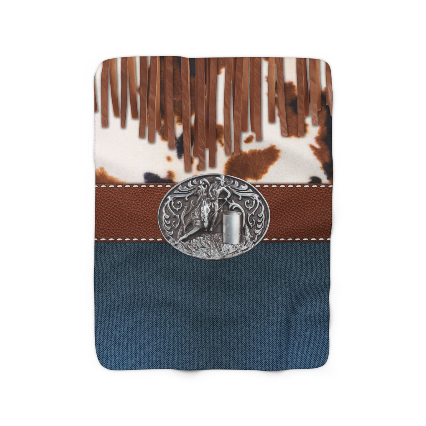 Sherpa Fleece Blanket- Cowprint Denim