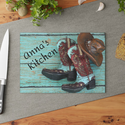 Personalized Glass Cutting Board- Western Theme