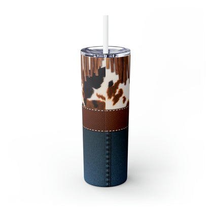 Skinny Tumbler with Straw, 20oz- Denim Belt Buckle