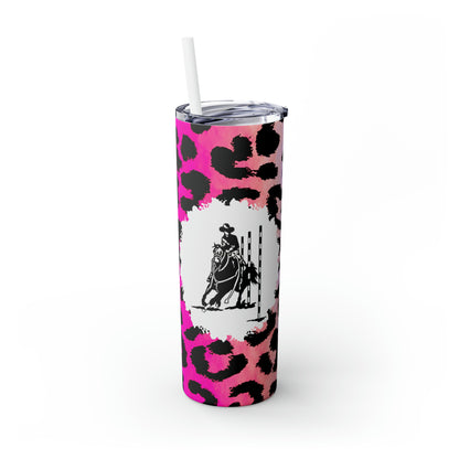 Skinny Tumbler with Straw, 20oz- Poles on Pink