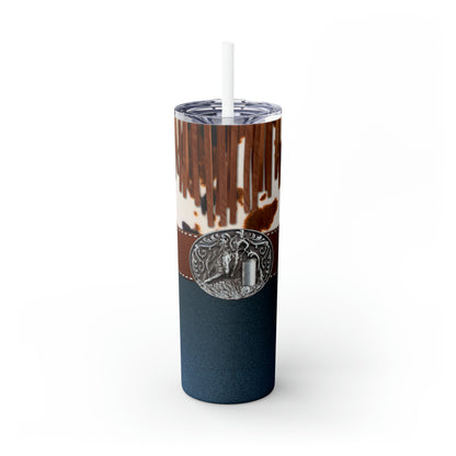 Skinny Tumbler with Straw, 20oz- Denim Belt Buckle