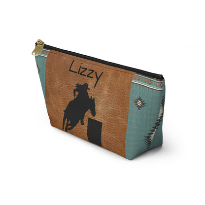 Personalized Accessory Pouch- Barrel Racer Leather Aztec/Print