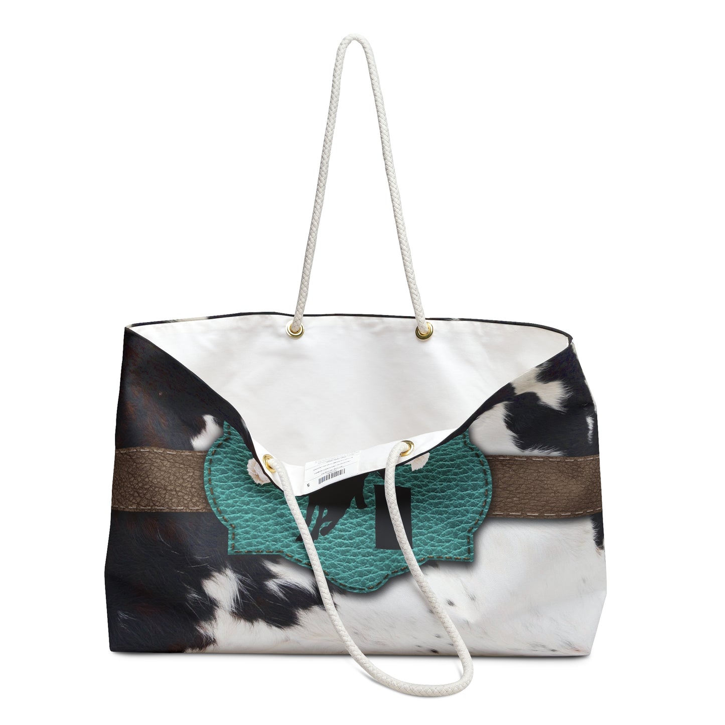 Weekender Bag- Leather and Cowhide Print Barrel Racer