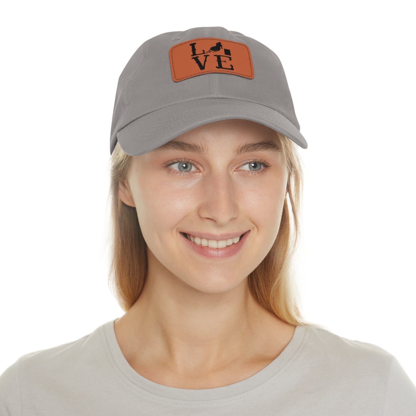 Hat with Leather Patch - I love Barrel Racing