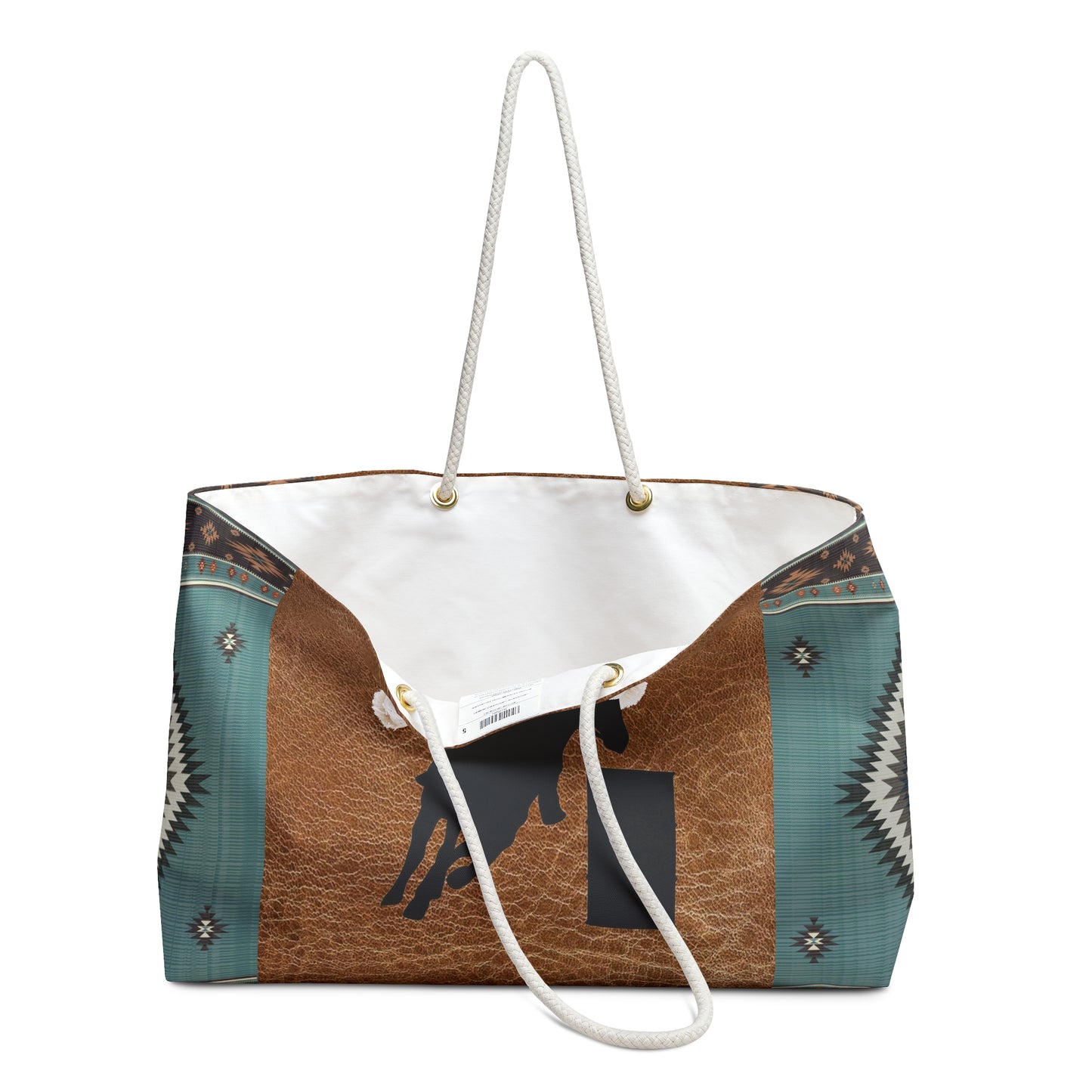 Weekender Bag- Leather and Aztec Print Barrel Racer