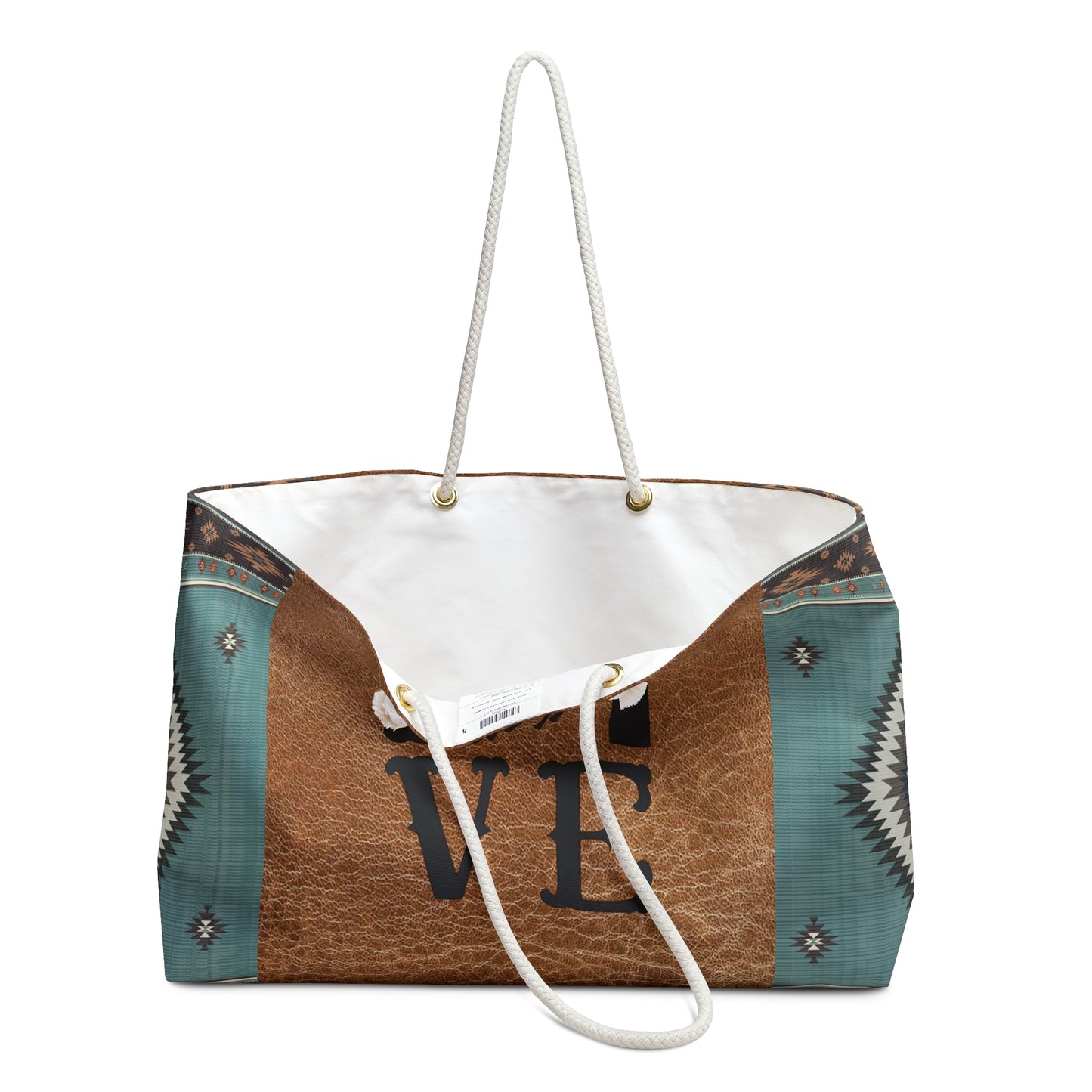 Weekender Bag- Barrel Racer Love on Leather and Aztec Print