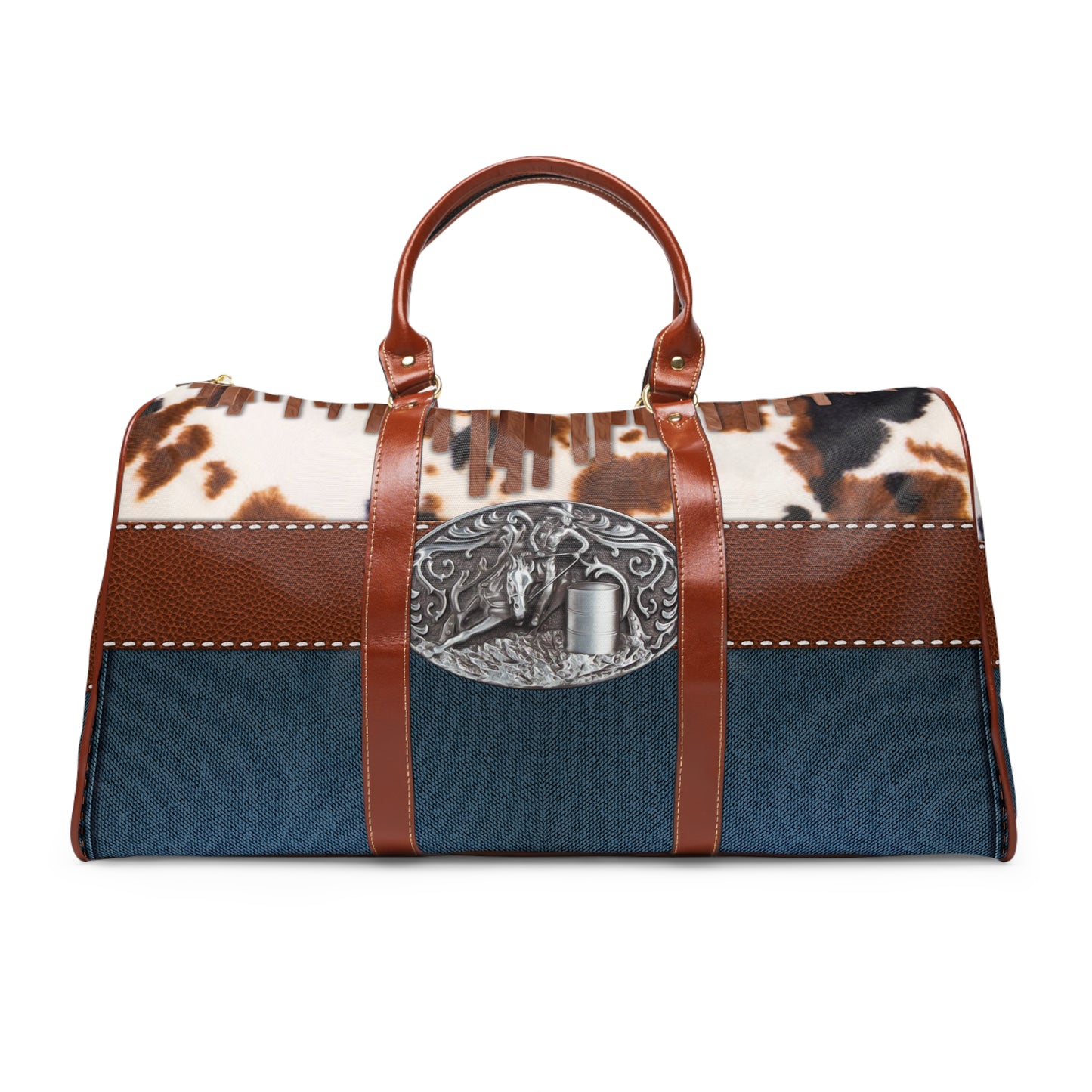 Waterproof Travel Bag- Denim Print Belt Buckle