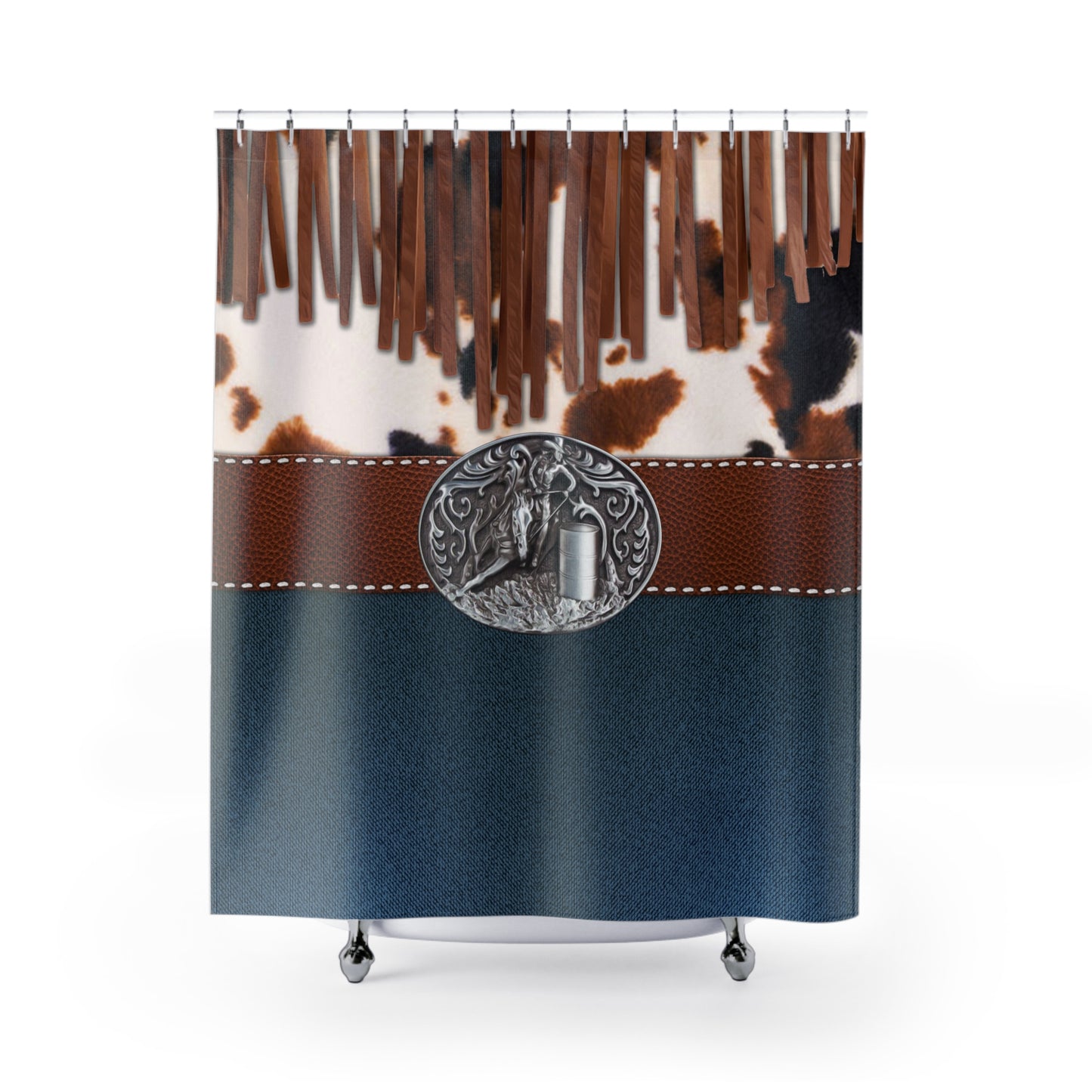 Shower Curtains- Denim on Cowprint