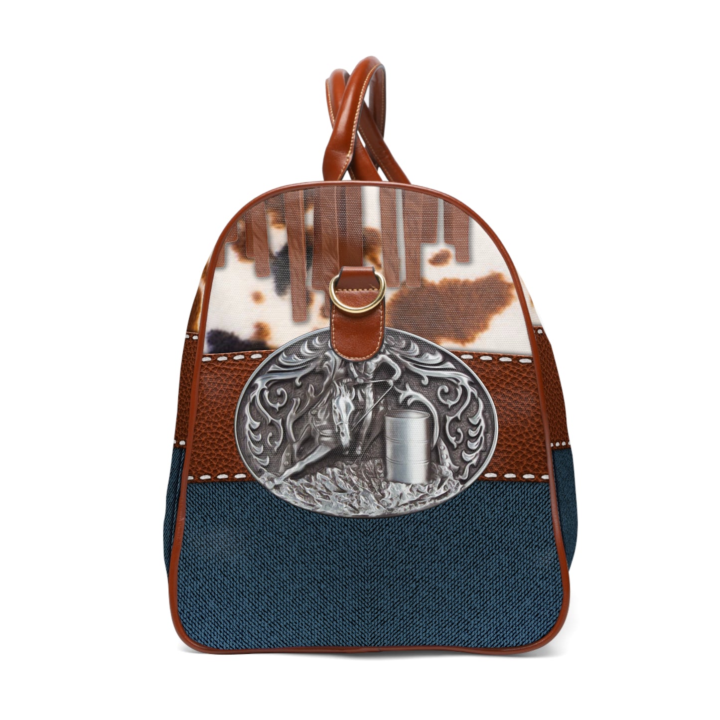 Waterproof Travel Bag- Denim Print Belt Buckle