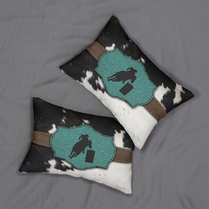 Lumbar Pillow- Barrel Racer on Cowprint