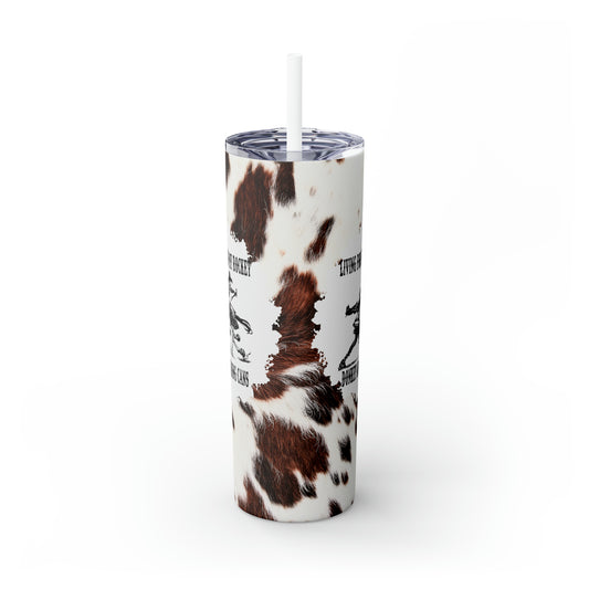 Riding My Rocket Donkey Skinny Tumbler with Straw, 20oz