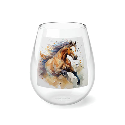 Stemless Wine Glass, 11.75oz- Running Horse