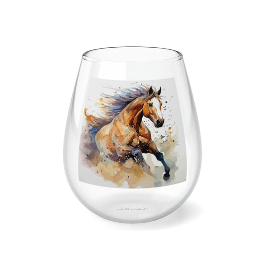 Stemless Wine Glass, 11.75oz- Running Horse