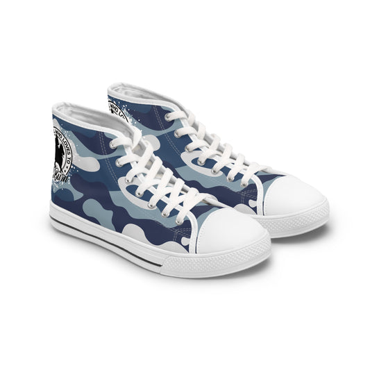 Turn n Burn Blue Camo Women's High Top Sneakers