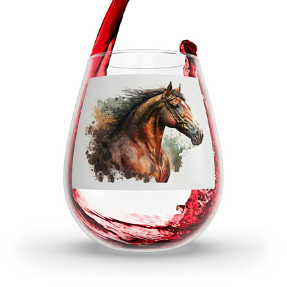 Stemless Wine Glass, 11.75oz- Horse