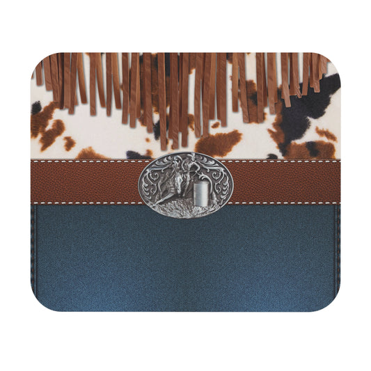 Mouse Pad - Denim Cowprint Belt Buckle