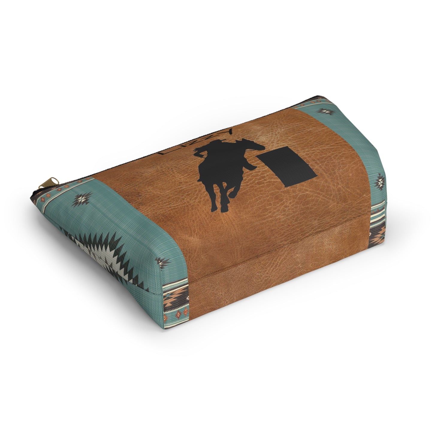 Personalized Accessory Pouch- Barrel Racer Leather Aztec/Print