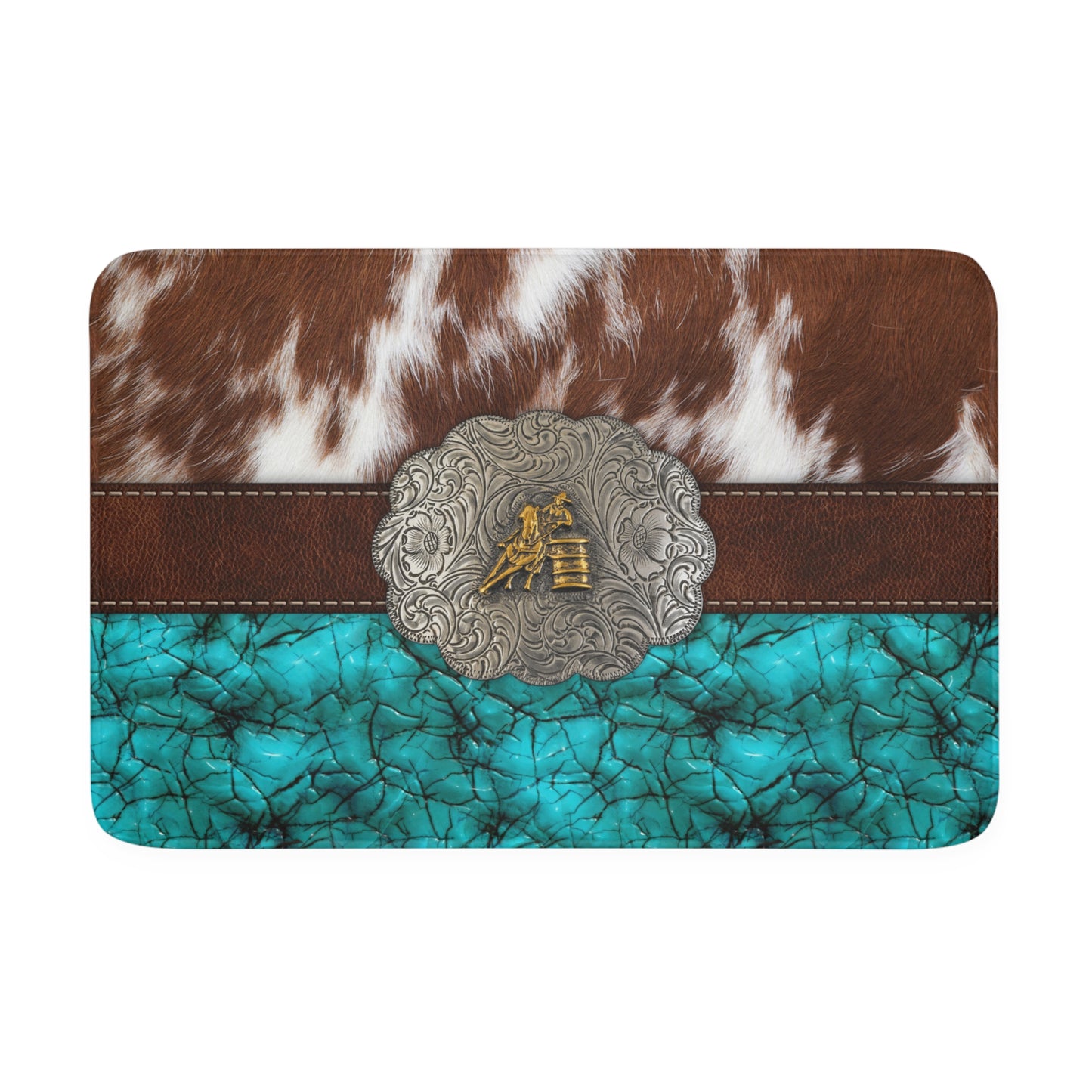 Memory Foam Bath Mat- Cowprint Belt Buckle