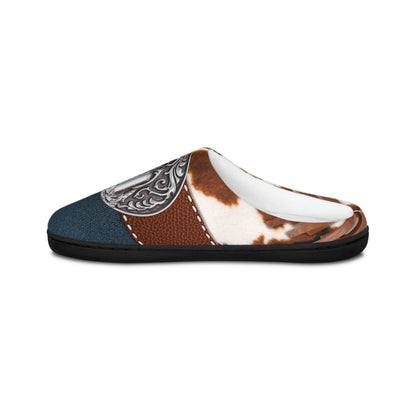 Women's Indoor Slippers- Belt Buckle on Denim