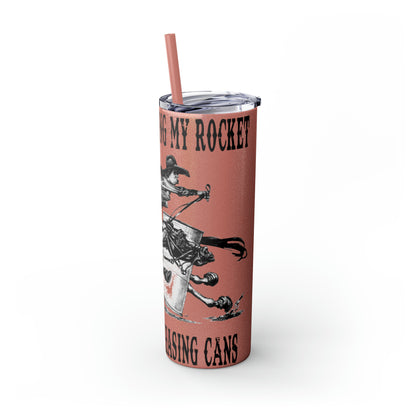 Living for Riding My Rocket Donkey Skinny Tumbler with Straw, 20oz