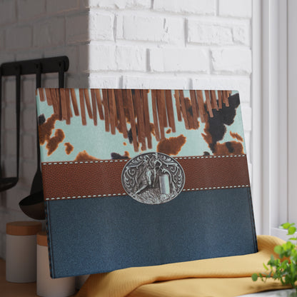 Glass Cutting Board- Barrel Racer Denim