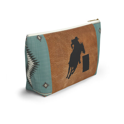 Personalized Accessory Pouch- Barrel Racer Leather Aztec/Print